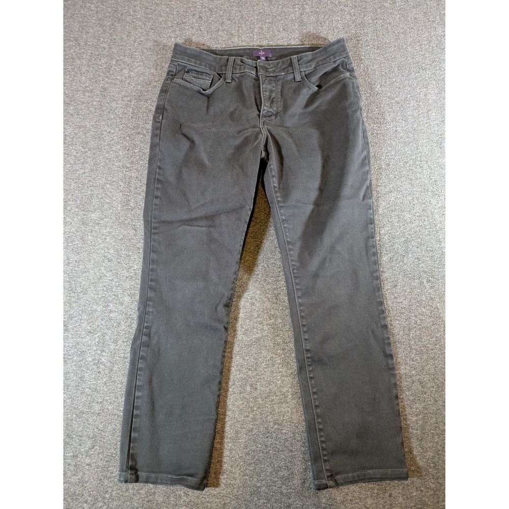 NYDJ Jeans Women'sBlack Straight Leg USA Made Stretch Beaded Pockets Sz 10